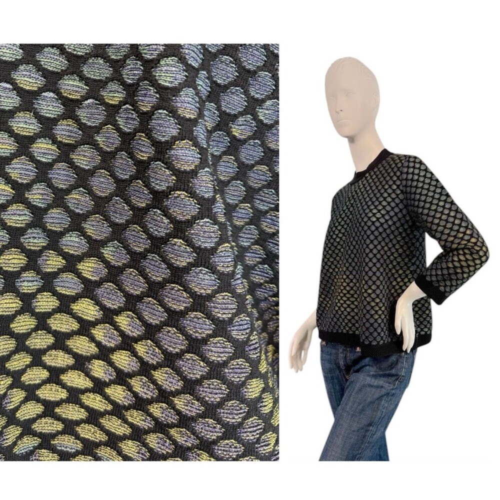 M MissonI Fish Scale Knit Women's Top Long Sleeve Size 42, US Size Medium